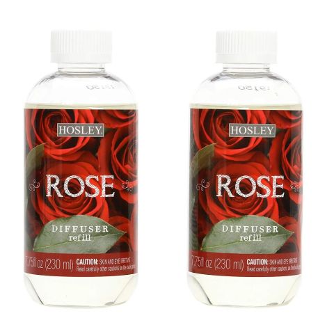 Hosley Set of 2, Premium Rose Diffuser Refills Oil 230 Milliliters Each