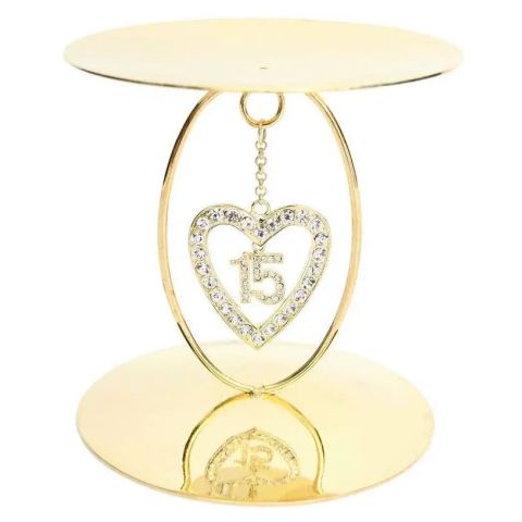 Hosley Gold Quinceañera Metal Pillar Candle Holder