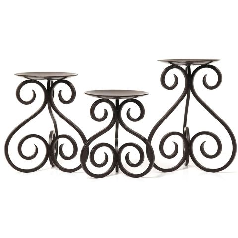 Hosley Set of 3 Metal Pillar Candle Holder