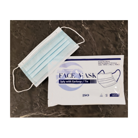 Hosley 10 Pack, Face Mask Disposable 3-Ply with Ear-loop