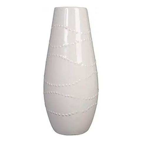 Hosley 12 Inch High White Textured Ceramic Vase