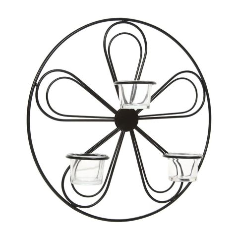 Hosley Metal Floral 13.5 Inch Diameter Tealight Candle Wall Sconce