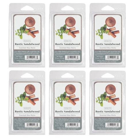 Hosley Set of 6, Rustic Sandalwood Scented Wax Cubes/Melts - 2.5 oz Each