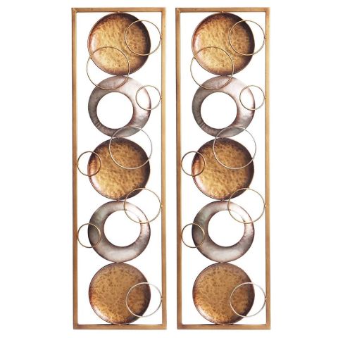Hosley Set of 2, Gold & Silver Metal Abstract Wall Décor 35" High