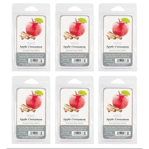 Hosley Set of 6, Apple Cinnamon Scented Wax Cubes/Melts - 2.5 oz Each