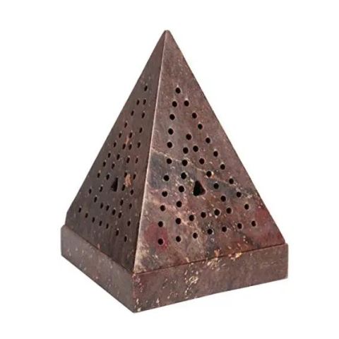 Hosley's 5" High Brown Soapstone Pyramid Incense Cone Holder