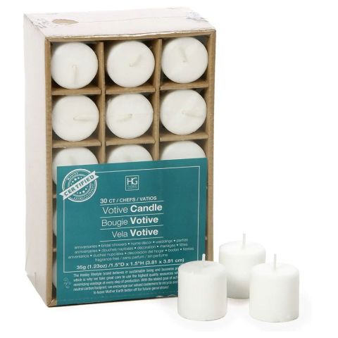 Hosley's Set of 30 Unscented White Votive Candles