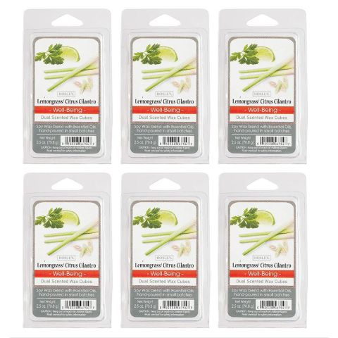 Hosley Set of 6, Lemongrass Citrus Cilantro n Scented Wax Cubes/Melts - 2.5 oz Each
