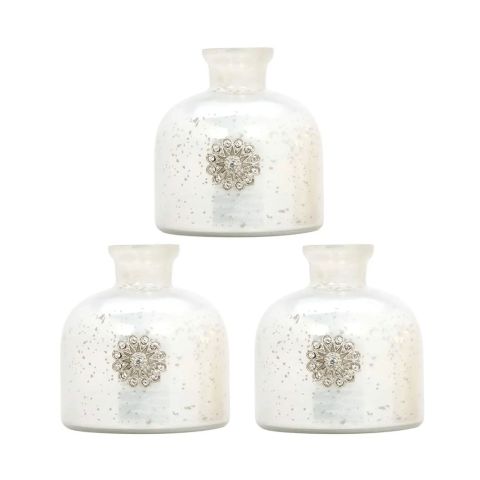 Hosley Set of 3, Mercury Glass Diffuser Bottles - 3.5 Inch High