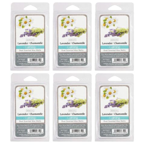 Hosley Set of 6, Lavender Chamomile Scented Wax Cubes/Melts - 2.5 oz Each