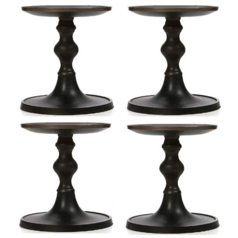 Hosley Set of 4, Antique Bronze Pillar Candle Holders