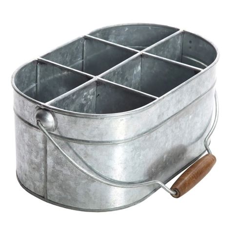Hosley's Silver Galvanized Metal Carry All Kitchen Utensil Caddy Serve Ware