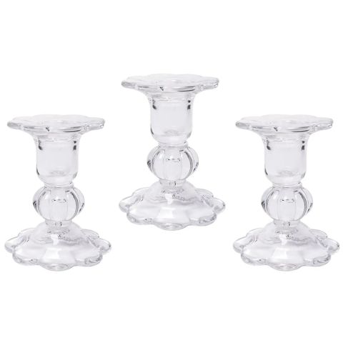 Hosley Set of 3, Glass Taper Candle Holders