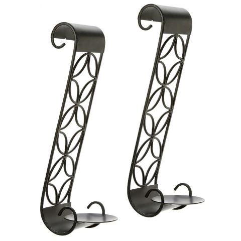 Hosley Set of 2, Black Metal Pillar Candle Wall Sconces