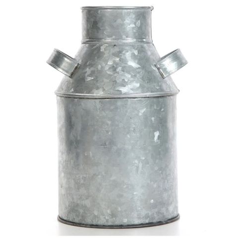 Hosley's Silver Galvanized Milk Can - 9.75" High
