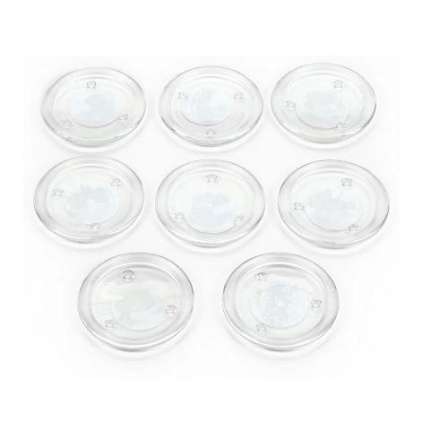 Hosley's Set of 8, Clear Glass Pillar Candle Plates - 4 Inch Diameter