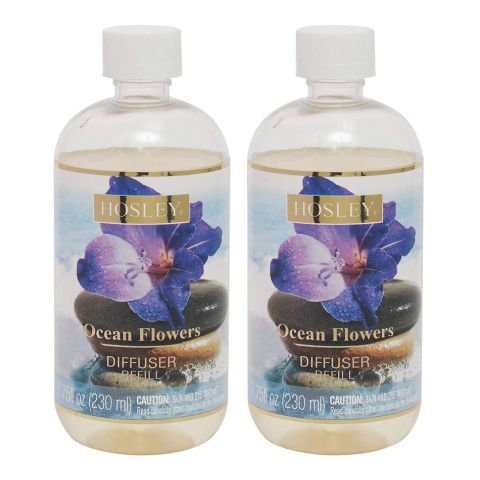 Hosley Set of 2, Premium Ocean Flowers Reed Diffuser Refills Oil 230 Milliliter Bottles