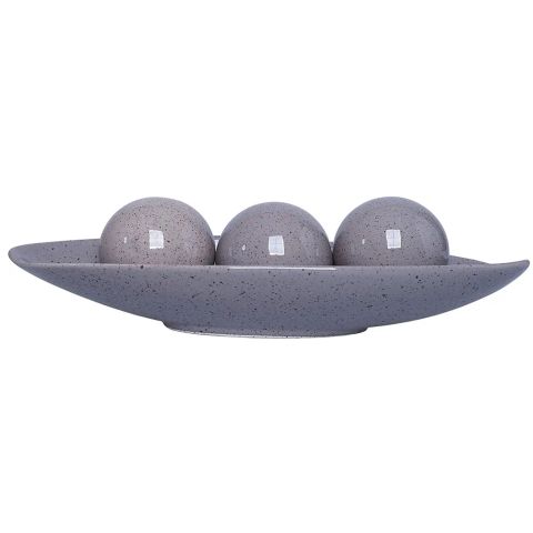 Hosley Grey Speckled Ceramic Decorative Bowl and Orb Set