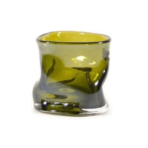 Hosley Olive Crumple Glass Tealight Candle /Floral Vase Holder