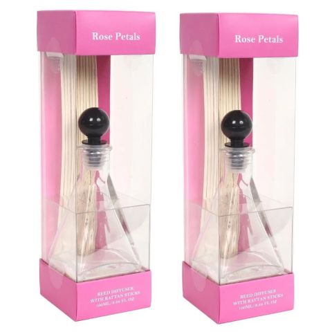 Hosley Set of 2, Rose Floral Petals Scented Reed Diffuser Gift Set 
