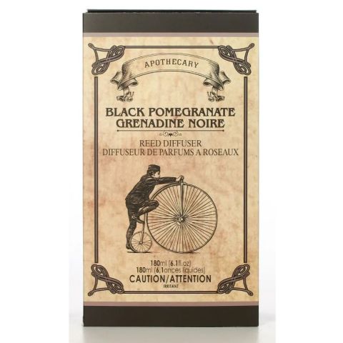 Hosley Apothecary Black Pomegranate Glass Reed Diffuser 180 ml with Reed Sticks