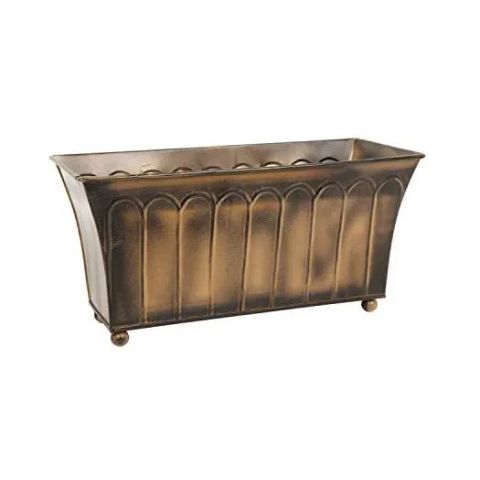 Hosley Aged Brown Metal Topiary Planter 12.75 Inch Long