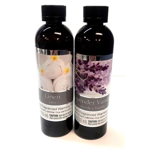 Hosley Set of 2 Assorted Fragrance Warming Oils 5oz Each - Lavender Vanilla & Linen