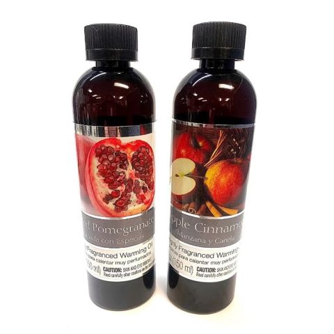 Hosley Set of 2, Assorted Fragrance Warming Oils 5oz Each - Spiced Pomegranate & Apple Cinnamon