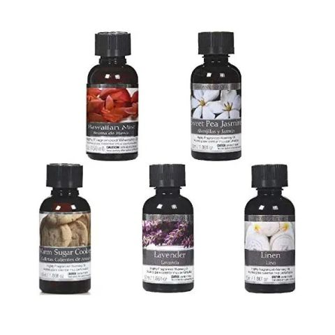 Hosley Set of 5, Assorted Fragrance Warming Oils 55 Milliliter - Linen, Hawaiian Mist, Sweet Pea Jasmine, Lavender Warm Sugar Cookie