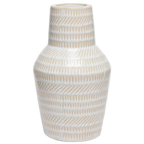 Hosley 9" High Mid Century Modern Cream Ceramic Vase