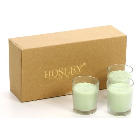 Hosley's Set of 8, Clear Glass Filled Fresh Bamboo Fragrance Votive Candles