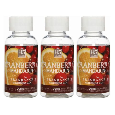 Hosley Set of 3, 55 ml Cranberry Mandarin Fragrance Warming Oils
