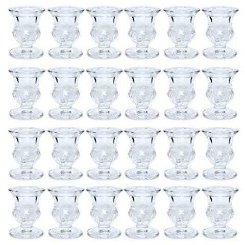 Hosley Set of 24, Clear Glass Taper Candle Holders
