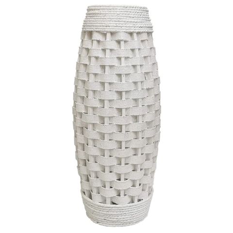 Hosley 24" High White Wood and Grass Floor Vase