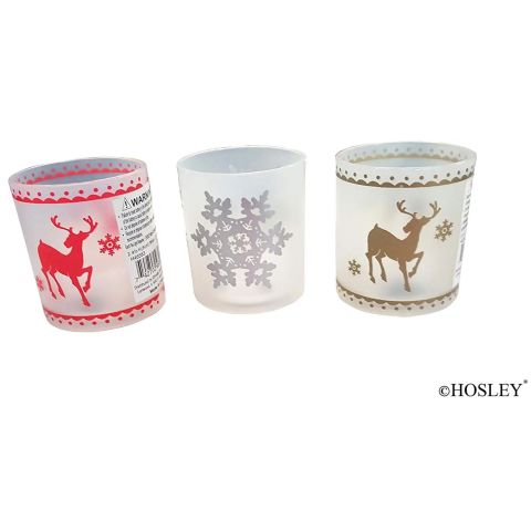 Hosley Set of 16, Plastic Candle Holders with LED Tealights, 3 Pattern Assorted