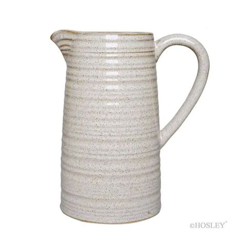 Hosley 8 Inch High Cream Ceramic Pitcher Vase