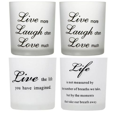 Hosley Set of 4, Inspirational Tealight Candle Holders - 4" High