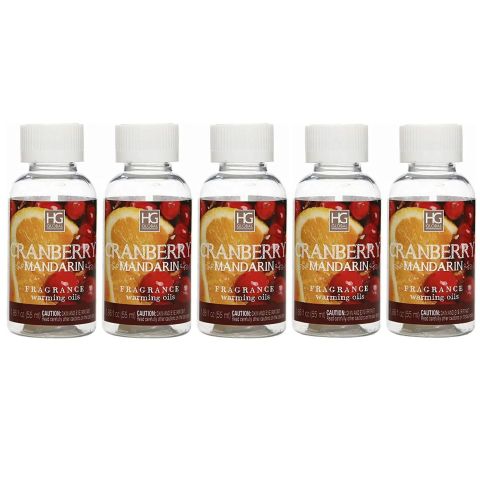 Hosley Set of 5, 55 ml Premium Cranberry Mandarin Fragrance Warming Oils
