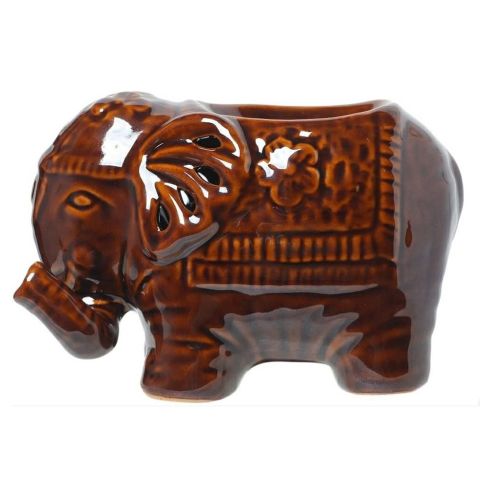 Hosley Brown Elephant Ceramic Fragrance Oil Warmer