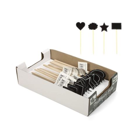 Hosley Set of 12, Blackboard Floral Designed Picks - 9.7 Inches High