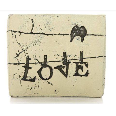 Hosley's 5.5" Square Love Cement Flower Planter