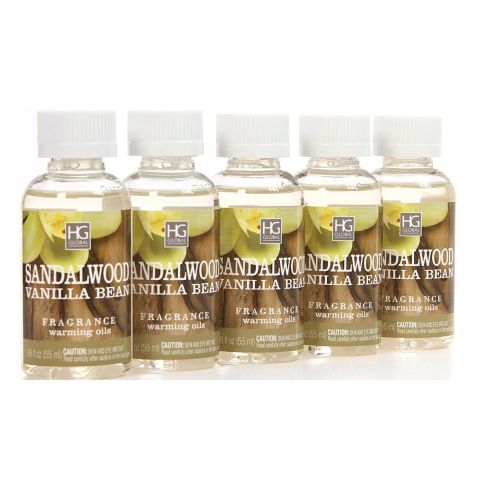 Hosley Set of 5, 55 ml Sandalwood Vanilla Bean Scented Warming Oils