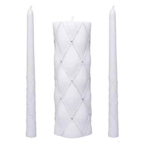 Hosley 11.5" High White Unscented Wedding Unity Candle Set