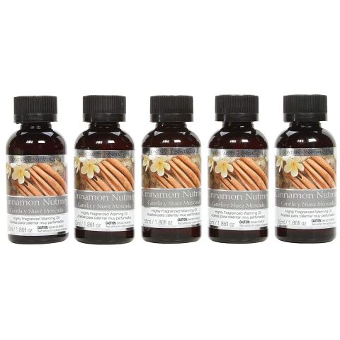 Hosley Set of 5, 55 ml Cinnamon Nutmeg Fragrance Warming Oils