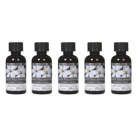 Hosley Set of 5, 55 ml Sweet Pea Jasmine Highly Scented Warming Oils