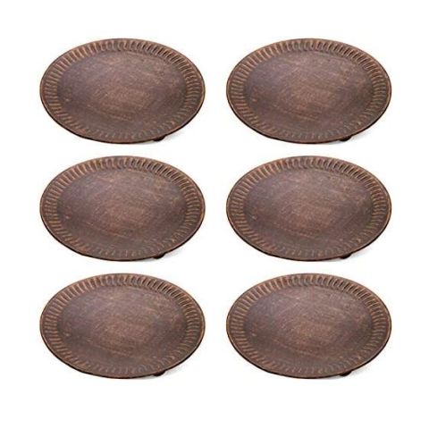 Hosley's Set of 6, Antique Bronze Color Pillar Candle Plates - 4 Inch Diameter
