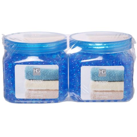 Hosley Set of 2, Air Freshener Fragrance Crystal Beads-Linen,12oz (340g) Eliminates Odors in Bathrooms, Cars, Boats, RVs and Pet Areas