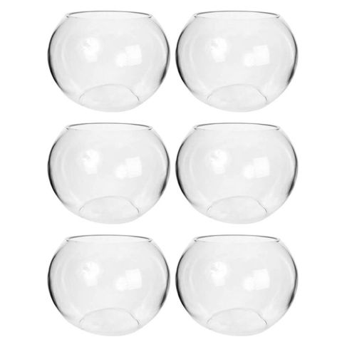 Hosley Set of 6, Clear Glass Bowls - 6 Inch Diameter
