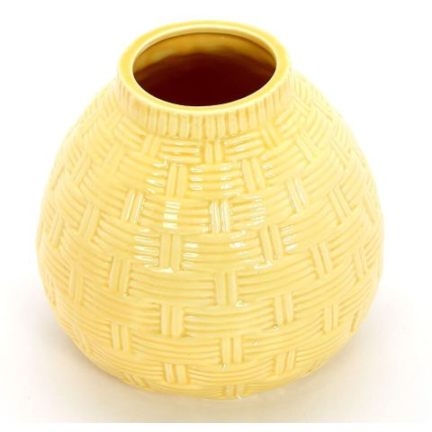 Hosley 6.5" High Yellow Ceramic Bud Vase