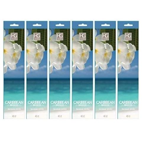 Hosley Set of 6, Packs of 40 Highly Scented Caribbean Breeze Incense Sticks Infused with Essential Oils